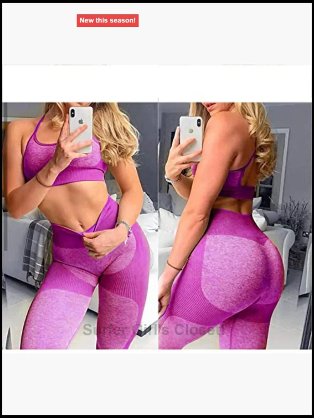 Seamless Yoga Leggings & Cross-Strap Sports Bra 2 Piece Workout Set
